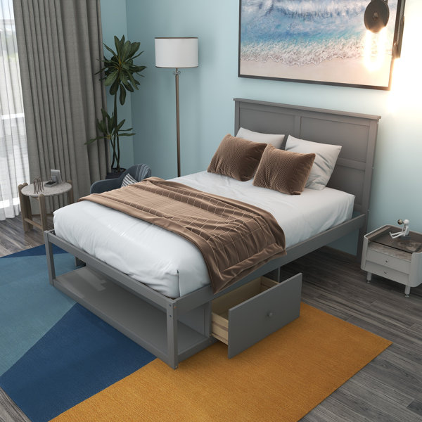 Red Barrel Studio® Full Platform Bed With Drawer And Shelf Wayfair